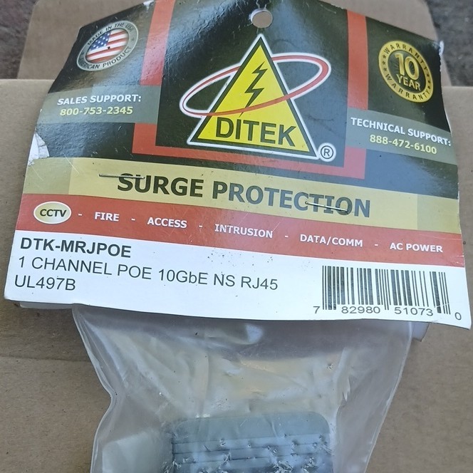 DITEK DTK-MRJPOE Surge Protector 1-Channel PoE 10GbE NS RJ45