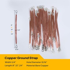 1/4″W 5/16″ Automotive Copper Braid Ground Strap Electric Wire Connect Terminal