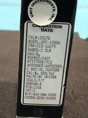 Unit Instruments UFC-1500A Mass Flow Controller, MFC, Range:3 SLM,Gas N2, 173725