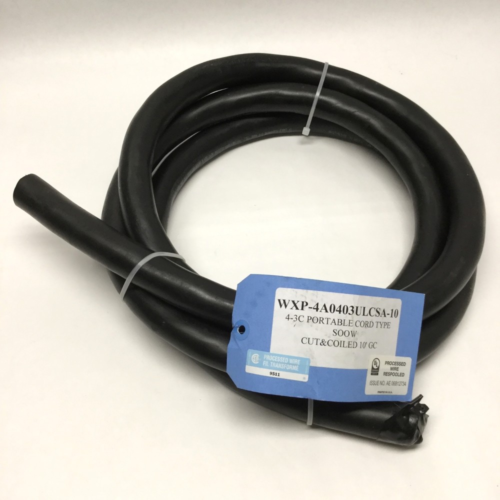 TF Cable Flextreme 4/3 Portable Service Cord SOOW 600V 4AWG x 3 Conductor, 10ft