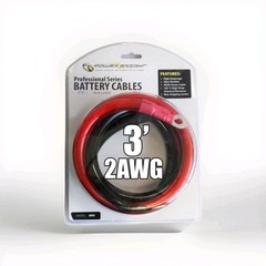 2 AWG Battery Cable 3FT 2 Gauge Copper Battery Inverter Cables with 3/8 in Lugs