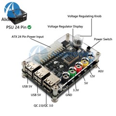 24Pin ATX Power Supply Breakout Board Adapter Connector Adjustable Voltage