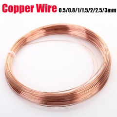 0.5/0.8/1/1.5/2/2.5/3mm Diameter Round Pure Copper Wire Solid Uncoated 1/3/5M