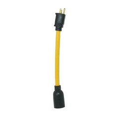 Twist-to-Lock Cord Adapter 9″ 12/3 STW Yellow 15A 125V Plug to L5-20R