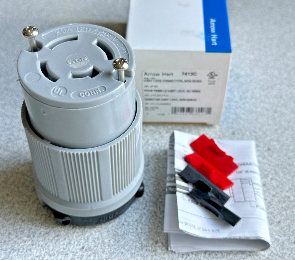 NEW Eaton Arrow Hart 7413C Locking Connector 20A 120/208V 3 Phase 4 Pole 4 Wire