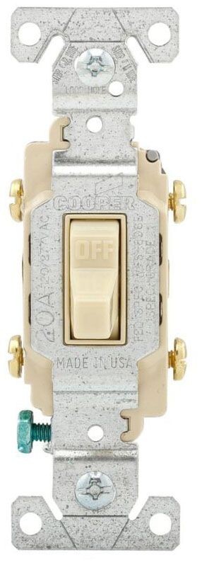 Arrow Hart CS220V, 120/277 VAC, 20 A, Ivory, 2-Pole, AC Toggle Switch, 1pc