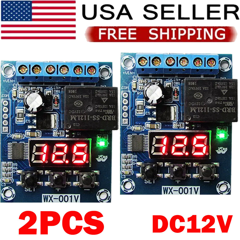 2X DC12V Voltage Detection Module Relay Switch Charging Discharge Monitoring NEW