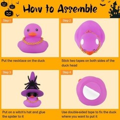 Halloween Car Decorations with Colorful Rubber Duck, Spider, Hat, Color: Pink