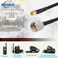 WIZACE 3, 10, & 15 ft SMA Male to PL259 UHF S-LMR240 Extension Cable 50 (Ohm)