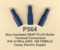 100 Blue Insulated SNAP PLUG M & F Terminal Connector #16-14 Wire Gauge AWG .180