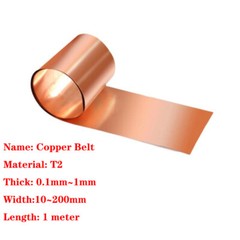 1 Meter 99.9% Pure Copper T2 Cu Metal Sheet Foil Plate Strip Thickness 0.01-1mm