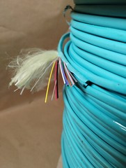 NEW Fiber Optic Cable Turq. Blue 1000 foot Spool Reel of 12 Fiber w/ Aramid Yarn