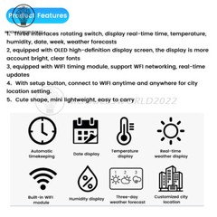 DIY ESP8266 Mini Weather Forecast Electronic Clock Kit 0.96″ OLED Display+Shell