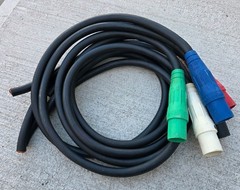 Set Cam Lock 4/0 Bare End Tail To Male leviton 600V 5ft Power Feeder Cable