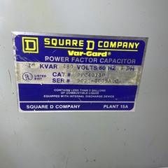 Square D PFC4010F 480VAC 60Hz Power Factor Correction Capacitor