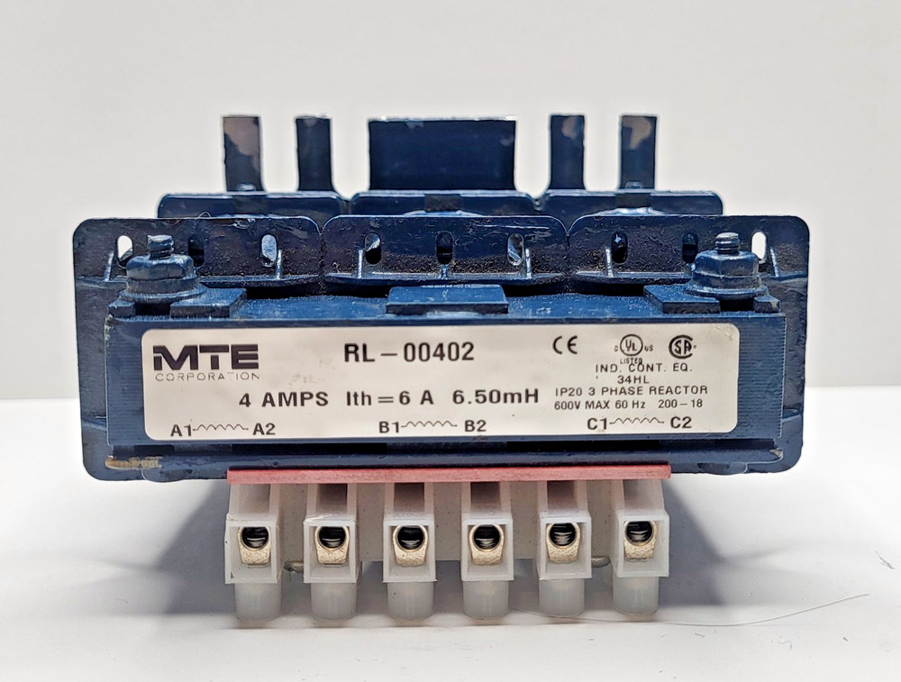 MTE RL-00402 Line Reactor 3-Phase 4A 600V AC 6.50mH Industrial Inductor