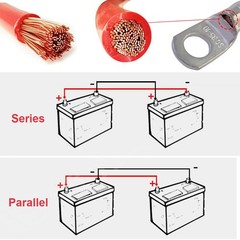2/4 PCS Copper Battery Cable Wire with Lugs Auto Marine Inverter RV Solar 2AWG