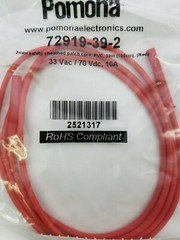 72919-39-2, Red jumper lead 2MM SAFETY SHEATHED PATCH CORD