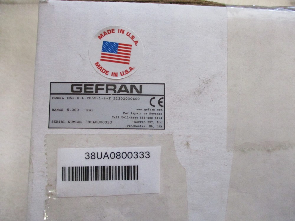 FS GEFRAN Melt Pressure Gauge M51-0-L-P05M-1-4-F SEALED