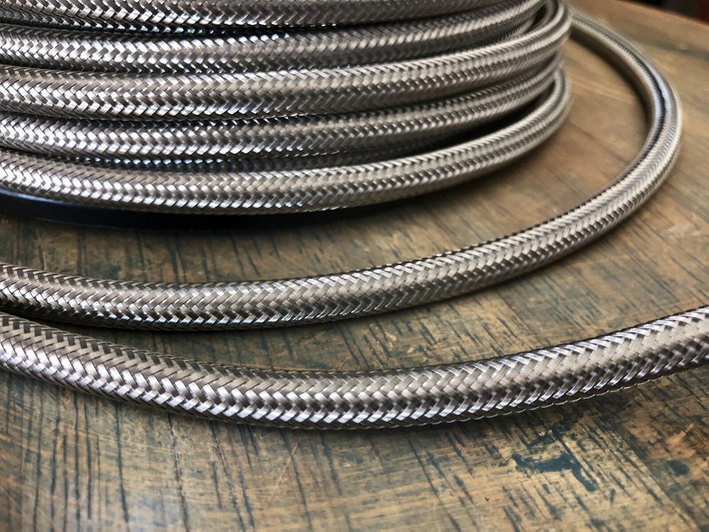 Steel Metal Covered Cord – Round 3wire Metal Braided Cable, Mesh Jack – Per Foot