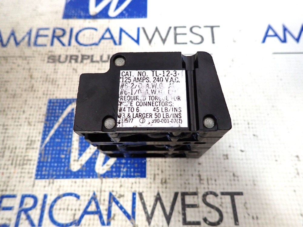General Electric TL-12-3 3 Pole 125 Amp 240 Volt Terminal Block TL123