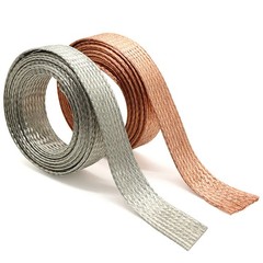 Tinned/Bare Copper Flat Wire Metal Shielding Braided Sleeving Wide Ground Strap