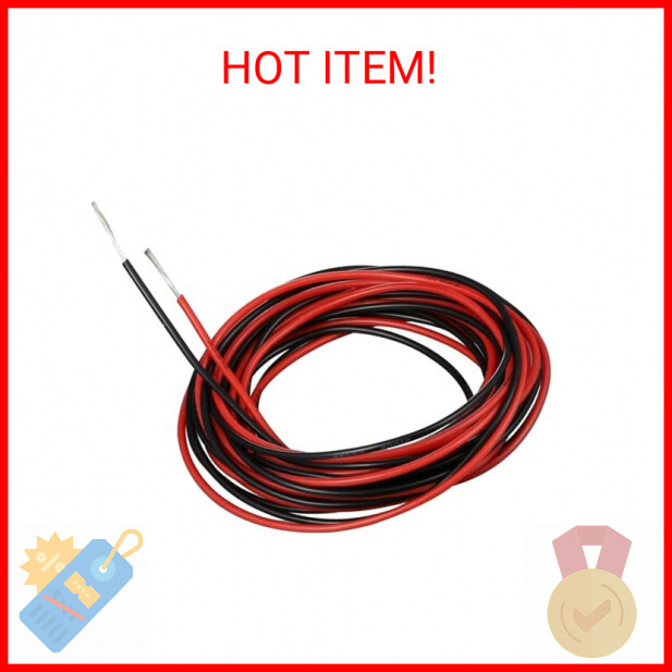 BNTECHGO 26 Gauge Silicone Wire 10 ft red and 10 ft Black Flexible 26 AWG Strand