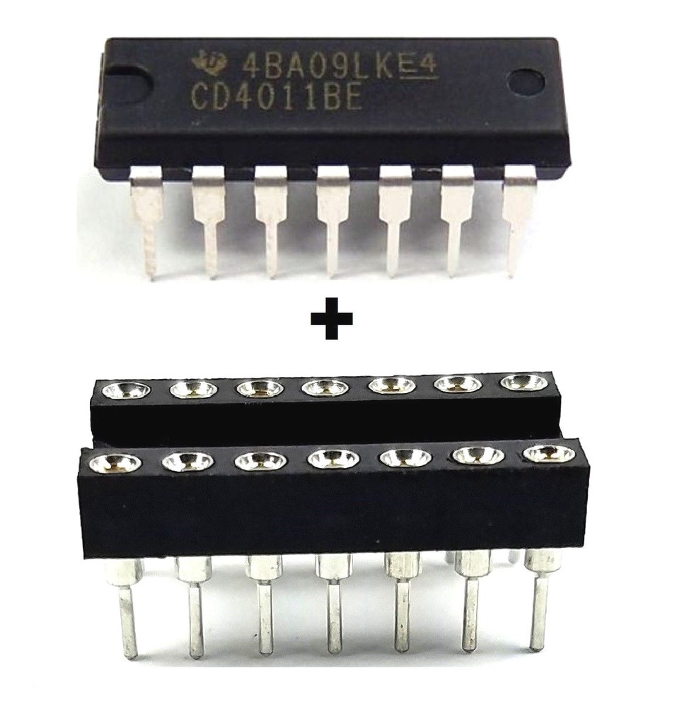5PCS CD4011BE CD4011 CMOS Quad 2-Input NAND Gate + Sockets