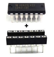 5PCS CD4011BE CD4011 CMOS Quad 2-Input NAND Gate + Sockets