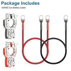 10AWG Gauge Battery Inverter Cable & Terminal Connector for Car RV Marine Solar