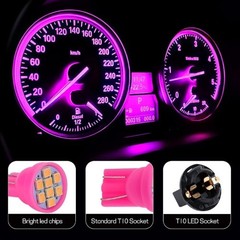 10-Piece T10 194 168 Dashboard Instrument LED Light Bulbs with Twi Color: Pink