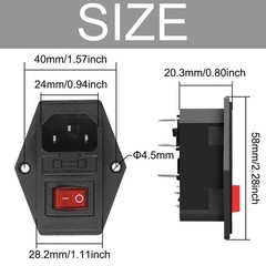 5 PCS Inlet Module Plug, Rocker Switch Power Socket IEC320 C14 5A Fuse Switch…