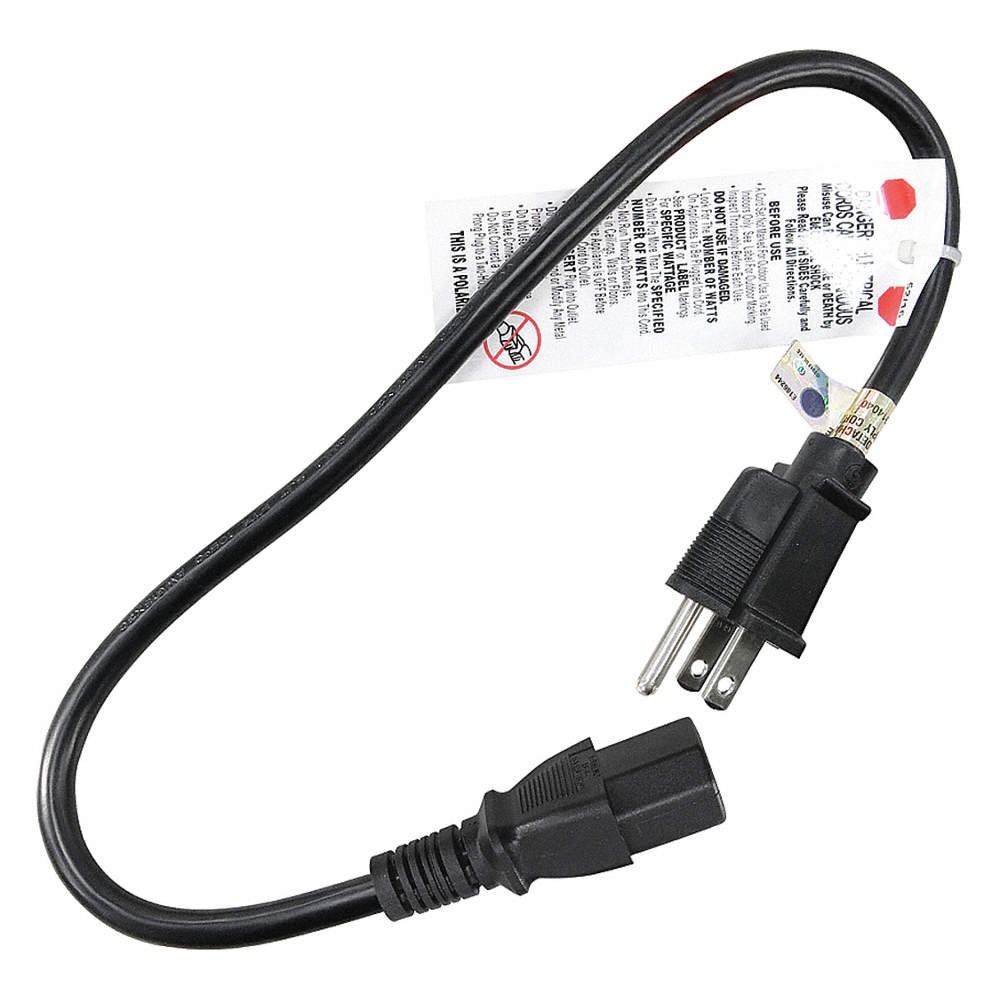GRAINGER APPROVED 5XFN3ID Power Cord,5-15P,SJT,2 ft.,Blk,13A,16/3 5XFN3