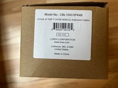 Lorex Corporation CAT5E NON-UL Extension Cable Model CBL100C5PK4B 4PK 100 Feet