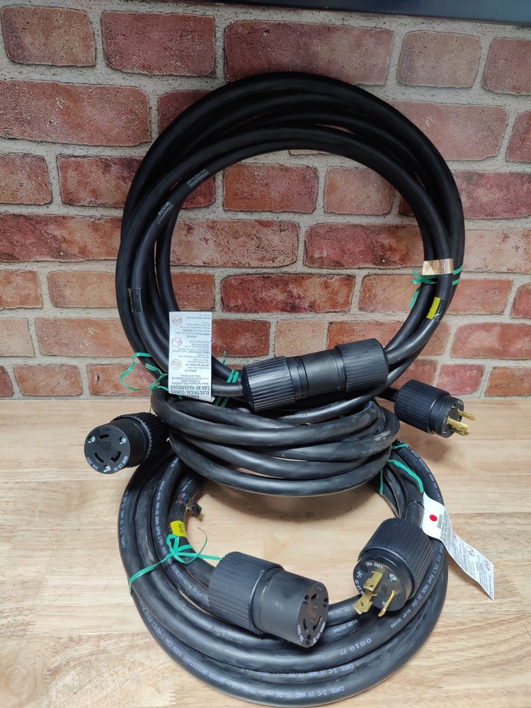 Lot of 3 NEMA L6-30 Extension Cord 30A/250V 15ft/20ft