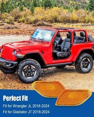 1 Pair Side Marker Lights Compatible with Wrangler JL Gladiator JT 2018-2024, Fe