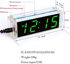 4-Digit Digital Green LED Electronic Alarm Clock DIY Kit Soldering Practice