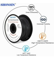 Shonsin 14 AWG 100FT Ultra Flexible Silicone Wire 100% pure cooper 26 Amp BLACK