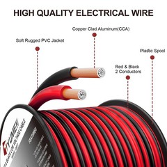 18 Gauge 100FT Electrical Wire, 18/2 AWG Red Black Hookup Cable for LED Strips,