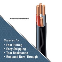 Southwire 63949232 8/3 Romex Type Nm-B W/g Non-Metallic Wire, 50 ft, Black