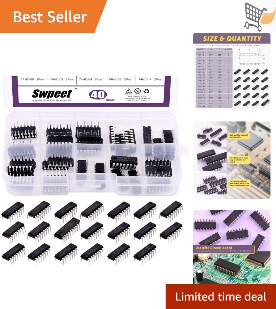 40Pcs Logic IC Assortment Kit 74HCxx 74LSxx Series Digital IC Chips for Projects