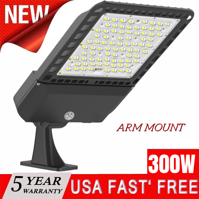 300W LED Shoebox Area Light Commercial Street Parking Lot Pole Lamp 5500K IP65