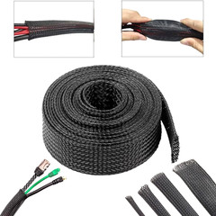 50 FT. 1 1/2″ Black Expandable Wire Cable Sleeving Sheathing Braided Loom Tubing