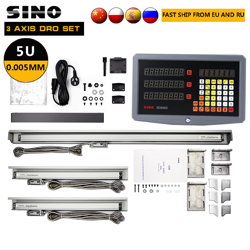 SINO SDS3MS Dro Digital Readou With 3PCS Linear Scale for Lathe Mill CNC Machine