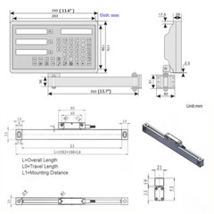 Linear Scale 150+300+550mm w/ 3Axis Digital Readout DRO Display Kit, US STOCK
