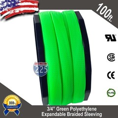 100 FT 3/4″ Green Expandable Wire Cable Sleeving Sheathing Braided Loom Tubing