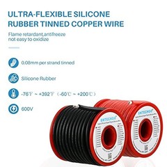 12 Gauge Silicone Wire Spool Red and Black Each 25Ft Flexible 12 AWG Stranded Ti