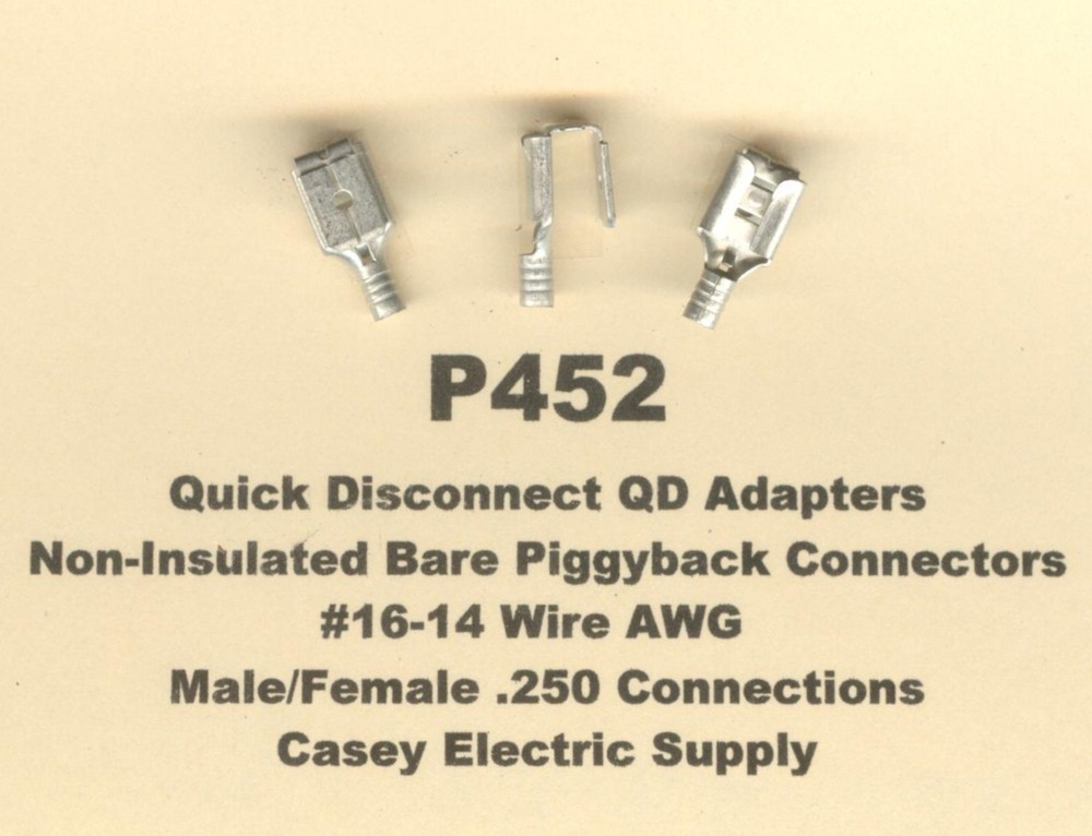 25 Bare Non Insulated PIGGYBACK Terminal Connectors #16-14 Gauge Wire AWG .250