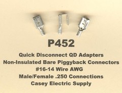 25 Bare Non Insulated PIGGYBACK Terminal Connectors #16-14 Gauge Wire AWG .250