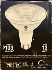 2 GE LED Flood Bulbs,Par30, Soft White, Long Neck, 1000 Lm, 12-Watt – 38446